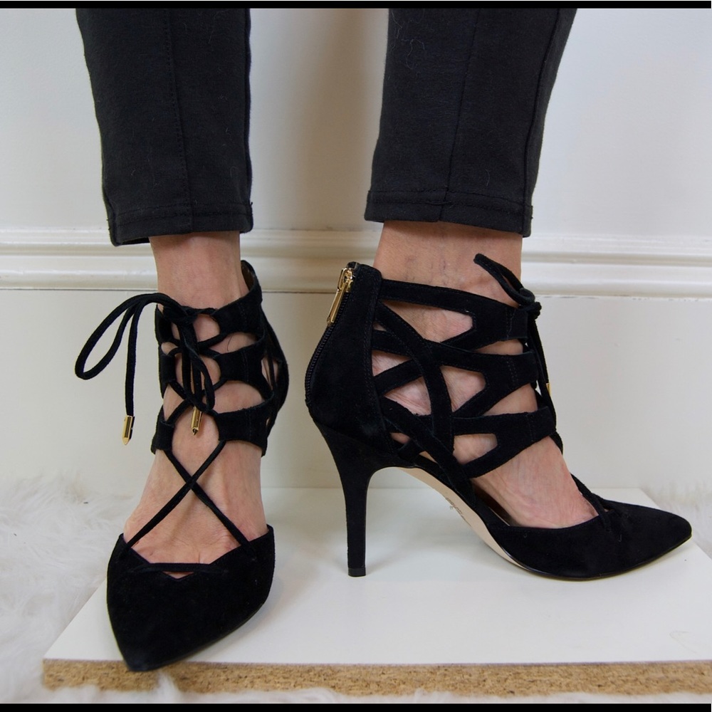 Zavier Black Suede Heels (Sam Edelman)